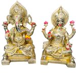 Large Brass Laxmi Ganesh Idol Set (20 Inch, 36 KG Approx)