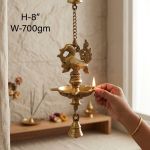 Hanging Brass Peacock Diya with Bell (8 Inch / 700g) – photo 4