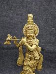 Brass Krishna Playing Flute on Pedestal, Superfine – photo 4