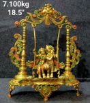 Brass Radha-Krishna Jhula Urli. 7.1kg, 18.5''
