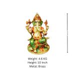10-inch hand-painted brass Ganesh statue 5 KG for home pooja – photo 2