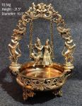 Brass Radha-Krishna Jhula Urli. 10.5 kg, 21.5''