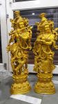 Large Brass Radha Krishna Pair, Plain Gold Finish – photo 4