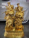Brass Radha Krishna with Base Idols 36Kg 30"Inches – photo 2