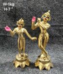 Brass Radha Krishna Plain 1Kg 7''