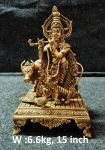 Brass Radha Krishna With Cow Idols 6.600Kg 15"Inches – photo 2