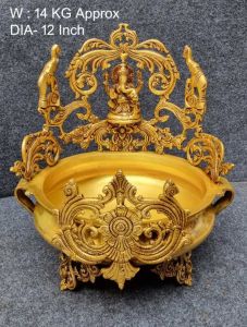 Brass Ganesha Urli. 14kg, 12''