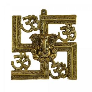 Swasthik Wall Hanging Ganesha - Premium Solid Brass Decor