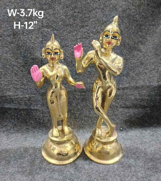 Brass Radha Krishna Plain 3.7kg 12"
