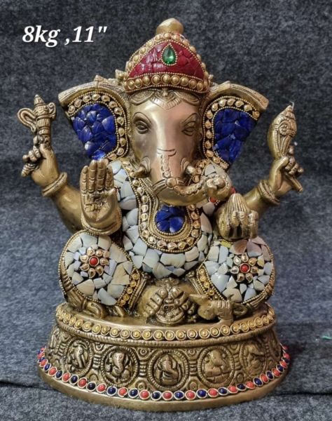 Brass Ganesh 8 Kg 11" Inches