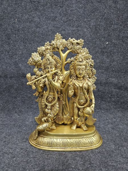 Brass Radha Krishna under Tree
