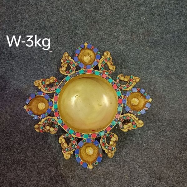 Brass Four Diya Urli. 3kg