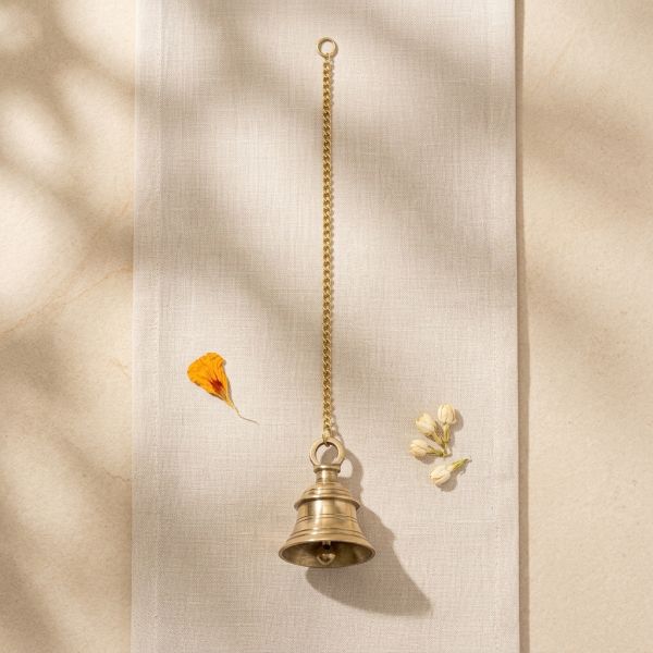 Handcrafted Brass Hanging Temple Bell with Chain (3 Inch, 250g)