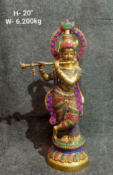 Brass Krishna Idol 6.200Kg 20''Inches