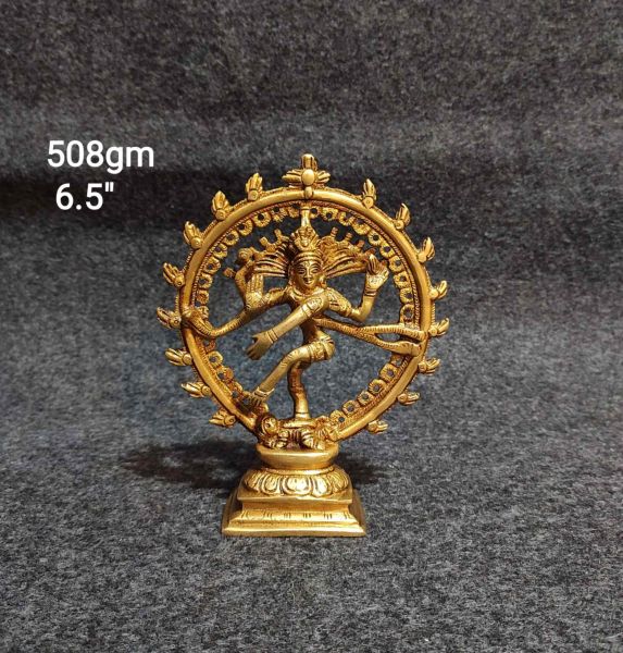Handcrafted Pure Brass Nataraja Idol (6.5 Inch, 508g)