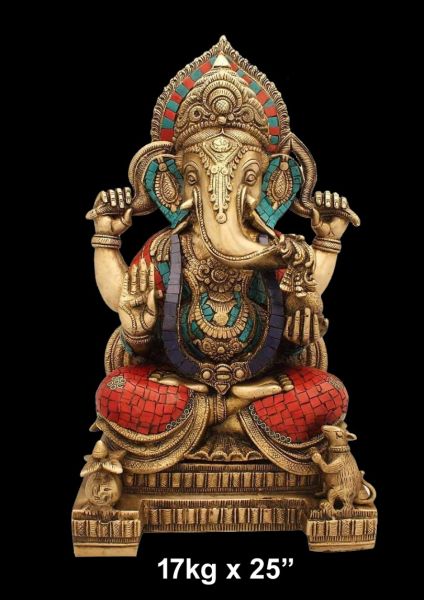 Brass Ganesh 17 Kg 25" Inches D