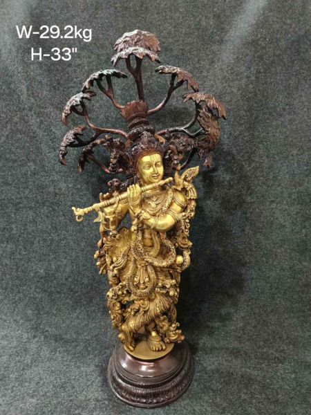 Brass Krishna With Tree Idol 29.200 33"Inches