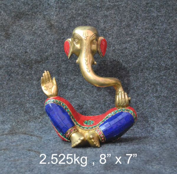 Brass Hawai Ganesh 2.525 Kg 8"x7" Inches