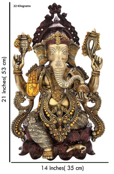 Brass Ganesh, Multi-tone with Inlay, Large