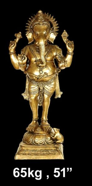 Monumental Standing Brass Ganesh