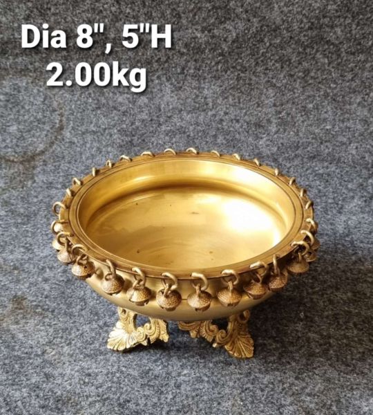 Brass Ghungroo Urli With Stand. 2kg, 8''