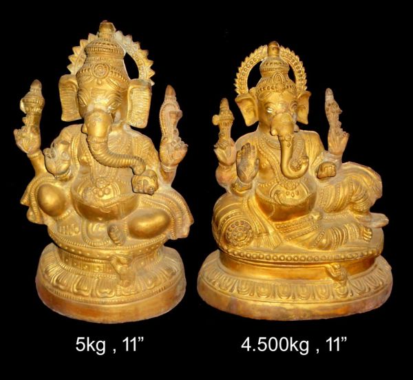 Brass Ganesh 5 Kg 4.5 Kg 11" Inches