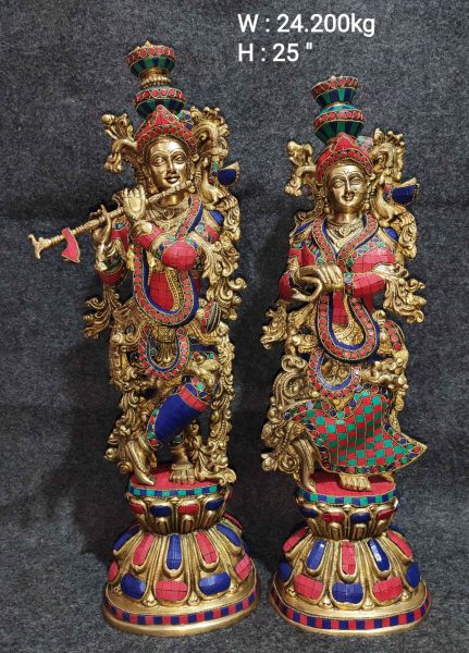 Brass Radha Krishna Idol 24.200Kg 25"Inches
