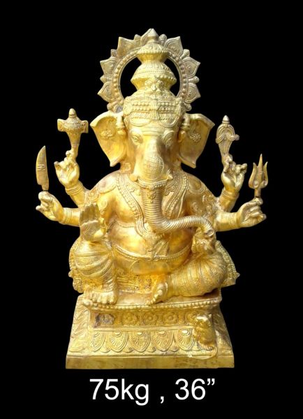 Multi-armed Brass Ganesh, Bright Gold