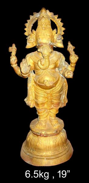 Brass Ganesh Standing 6.5 Kg 19" Inches