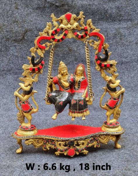 Brass Radha Krishna Jhula 6.6Kg 18"Inches
