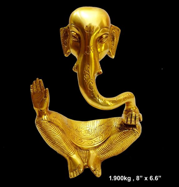 Brass Ganesh 1.900 Kg 8"x6.6" Inches