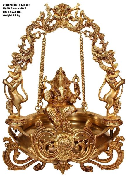 Brass Ganesha Jhula Urli 12kg, 18''