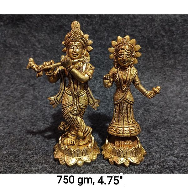 Brass Radha Krishna 750Gm 4.75"Inches