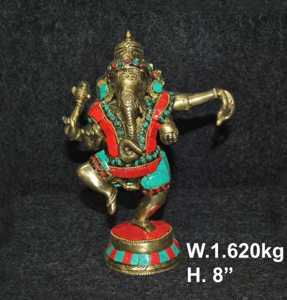 Brass Ganesh 1.6 Kg 8" Inches