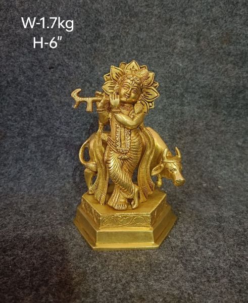 Brass Radha With Cow Idol 1.7Kg 6"Inches