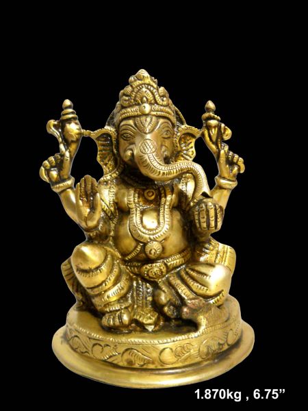 Brass Ganesh 1.870 Kg 6.75" Inches