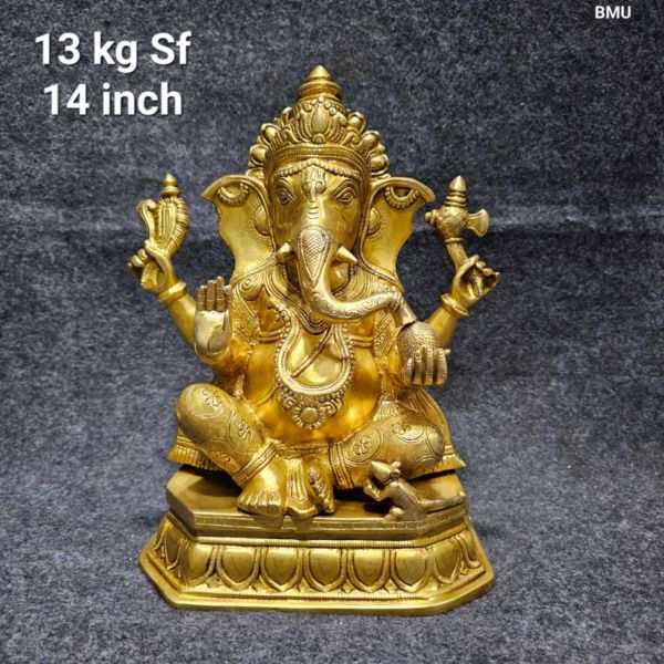 Brass Ganesh SF 13 Kg 14" Inches