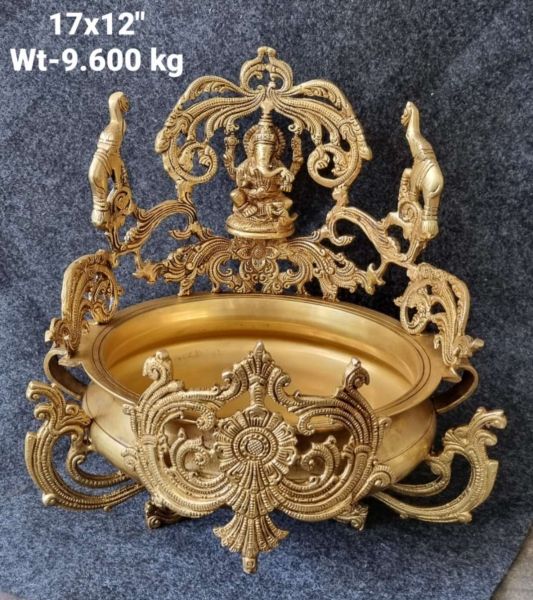 Brass Gaj Ganesha Urli.9.6kg, 17''*12''