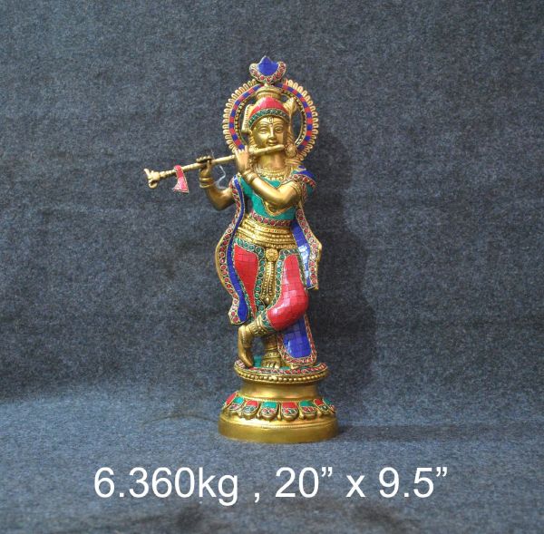 Brass Krishna Idols 6.360 Kg 20*9.5" Inches