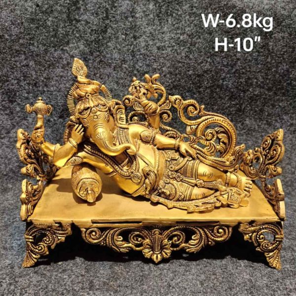 Brass Chair Ganesh 6.800 Kg 10" Inches
