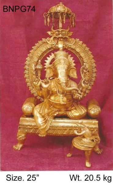 Brass Ganesh Singhasan 20.5 Kg 25" Inches