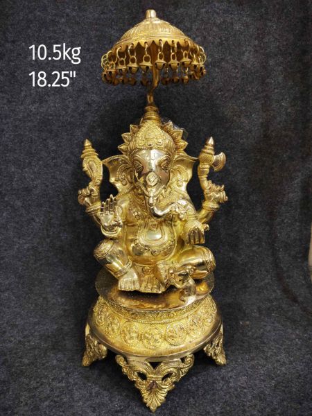 Brass Ganesh Umrela 10.5 Kg 18.25" Inches