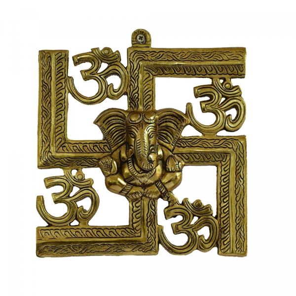 Swasthik Wall Hanging Ganesha - Premium Solid Brass Decor