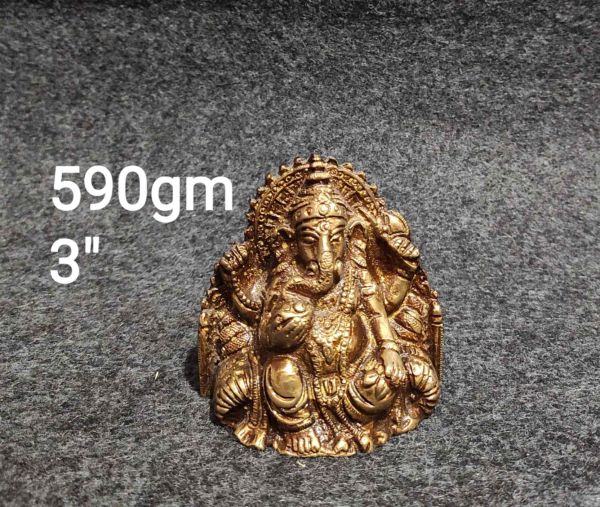 Compact Brass Ganesh, Antique Copper Tone