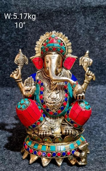 Brass Ganesh 5.170 Kg 10" Inches