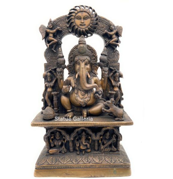 Brass Ganesha in Surya Arch Frame