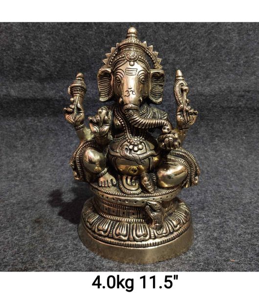 Brass Ganesh, Antique Silver Finish