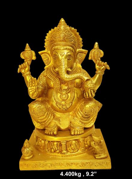Brass Ganesh 4.200 Kg 9.2" Inches