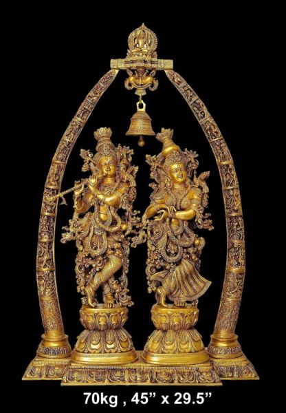 Brass Radha Krishna Idol 70Kg 45*29.5"Inches