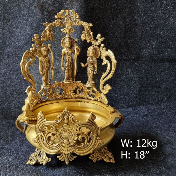 Brass Ram Dawar Urli. 12kg, 18''